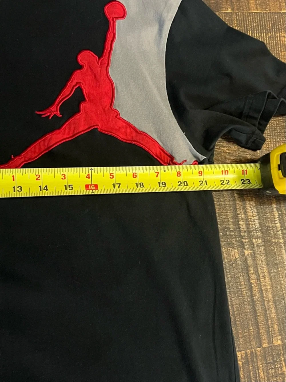 Jordan Men's Black Short Sleeve V-Neck Tee with Red Jumpman and Gray Accent - Picture 5 of 8